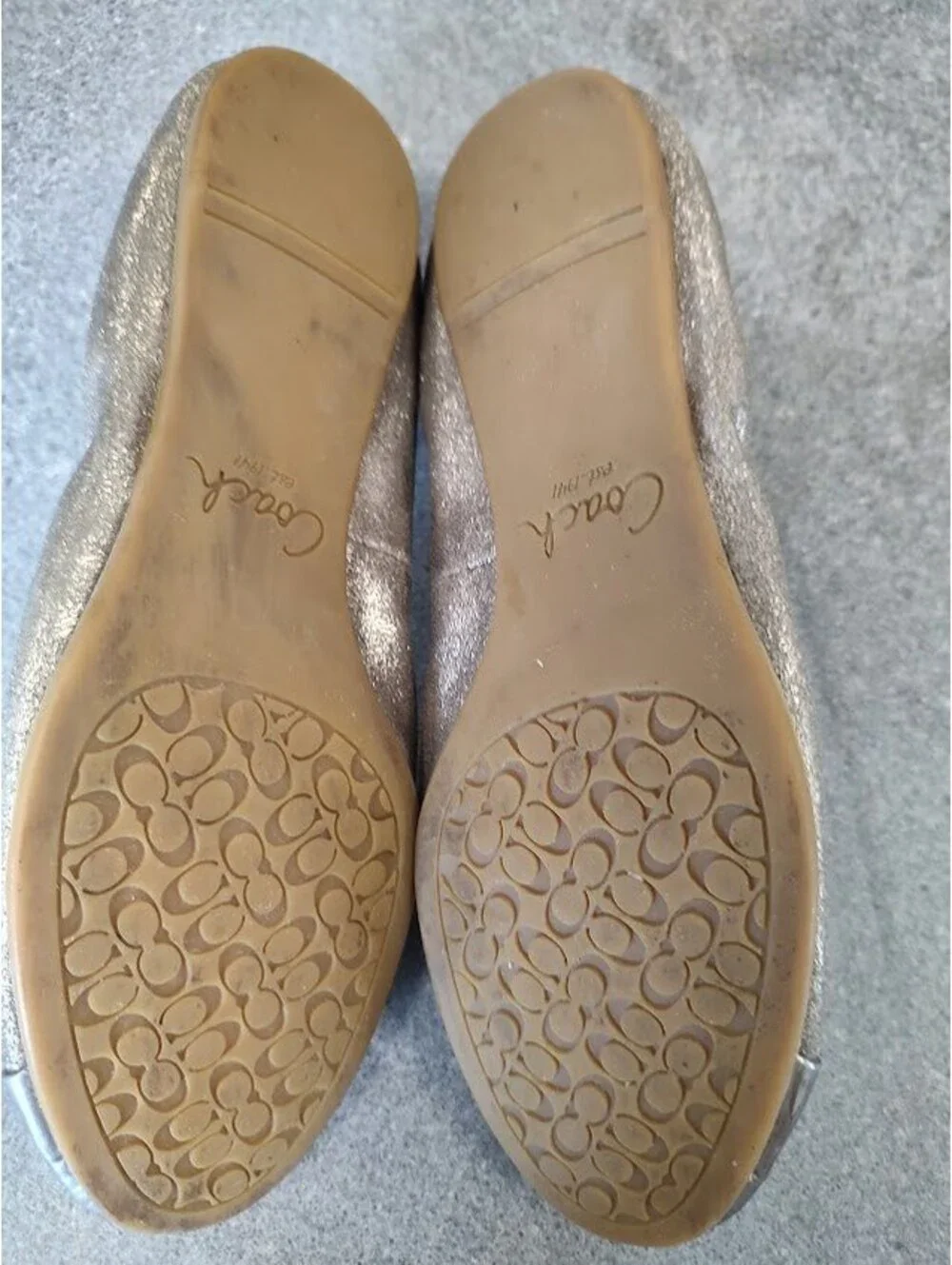 COACH Chelsea Metallic Shimmer Darsi Ballet Flats Cap Toe Silver Size 6.5B